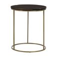Aris Side Table - Round - Black Acacia Wood with Gold Base