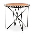 Artisan Side Table - Round - Brown Acacia Wood with Metal Hairpin Legs
