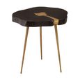 Asamra Side Table - Log - Black Acacia Wood with Gold Legs