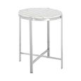 Eva Side Table - Round - White Marble with Silver Metal