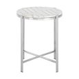Eva Side Table - Round - White Marble with Silver Metal