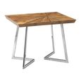 Gabar Side Table - Natural Bamboo Wood with Silver Metal