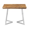 Gabar Side Table - Natural Bamboo Wood with Silver Metal