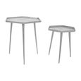 Halle Side Table - Set of 2 - Hexagonal - Silver Metal