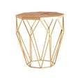 Jodi Side Table - Octagonal - Elm Wood with Gold Metal