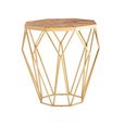 Jodi Side Table - Octagonal - Elm Wood with Gold Metal
