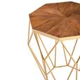 Jodi Side Table - Octagonal - Elm Wood with Gold Metal