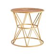 Jodi Side Table - Round - Elm Wood with Gold Metal