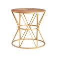 Jodi Side Table - Round - Elm Wood with Gold Metal