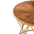 Jodi Side Table - Round - Elm Wood with Gold Metal
