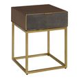 Kempton End Table - 1 Drawer - Square - Walnut with Gold Metal