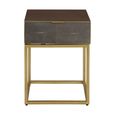 Kempton End Table - 1 Drawer - Square - Walnut with Gold Metal