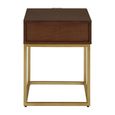 Kempton End Table - 1 Drawer - Square - Walnut with Gold Metal