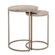 Fairfax End Table - Round - 2 Tier - Clay - Marble and Metal