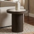 Nando End Table - Round - Brown - Ceramic and Oak