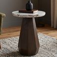 Oberoy End Table - Round - Blush Beige - Ceramic and Mango Wood