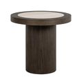 Nando End Table - Round - Brown - Ceramic and Oak