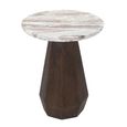 Oberoy End Table - Round - Blush Beige - Ceramic and Mango Wood