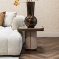 Willox Curved End Table - Square - Beige and Brown - Glass and Oak