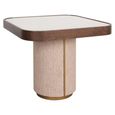 Willox Curved End Table - Square - Beige and Brown - Glass and Oak