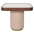 Willox Curved End Table - Square - Beige and Brown - Glass and Oak