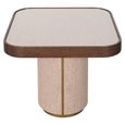 Willox Curved End Table - Square - Beige and Brown - Glass and Oak