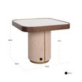 Willox Curved End Table - Square - Beige and Brown - Glass and Oak