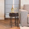 Russo Fluted End Table - 1 Drawer - Round - Ash Brown - Travertine Top and Metal