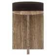 Russo End Table - Ash Brown - Wood and Travertine