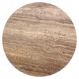 Russo Fluted End Table - 1 Drawer - Round - Ash Brown - Travertine Top and Metal