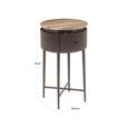 Russo Fluted End Table - 1 Drawer - Round - Ash Brown - Travertine Top and Metal