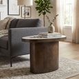 Biloxi End Table - Pedestal Base - Brown - Marble and Metal