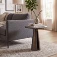 Eldora End Table - Round - Cone Base - Bronze - Travertine and Metal