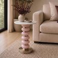 Villeray End Table - Round - White and Pink - Marble and Aluminum