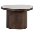 Biloxi End Table - Pedestal Base - Brown - Marble and Metal