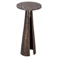 Eldora End Table - Round - Cone Base - Bronze - Travertine and Metal