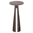 Eldora End Table - Round - Cone Base - Large - Bronze - Travertine and Metal