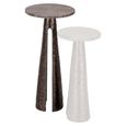 Eldora End Table - Round - Cone Base - Large - Bronze - Travertine and Metal