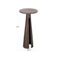 Eldora End Table - Round - Cone Base - Large - Bronze - Travertine and Metal
