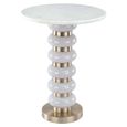 Villeray End Table - Round - White - Marble and Aluminum