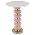 Villeray End Table - Round - White and Pink - Marble and Aluminum