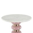 Villeray End Table - Round - White and Pink - Marble and Aluminum