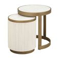 Tivoli Fluted Side Table - 2 Tier - Round - White - Ceramic