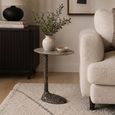 Arosa End Table - Oval - Brown and Black - Travertine and Aluminium
