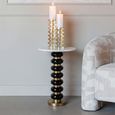 Barbara End Table - Round - White and Black - Glass and Marble