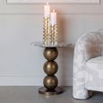 Barley End Table - Round - Beige and Gold - Marble and Aluminum