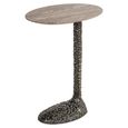 Arosa End Table - Oval - Brown and Black - Travertine and Aluminium
