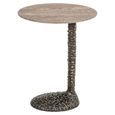 Arosa End Table - Oval - Brown and Black - Travertine and Aluminium