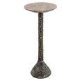 Arosa End Table - Oval - Brown and Black - Travertine and Aluminium