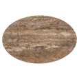 Arosa End Table - Oval - Brown and Black - Travertine and Aluminium